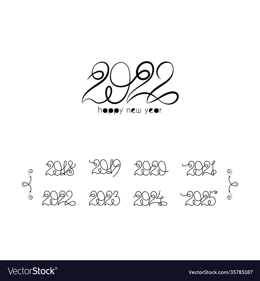 Year Number Collection - New Year Brush Script