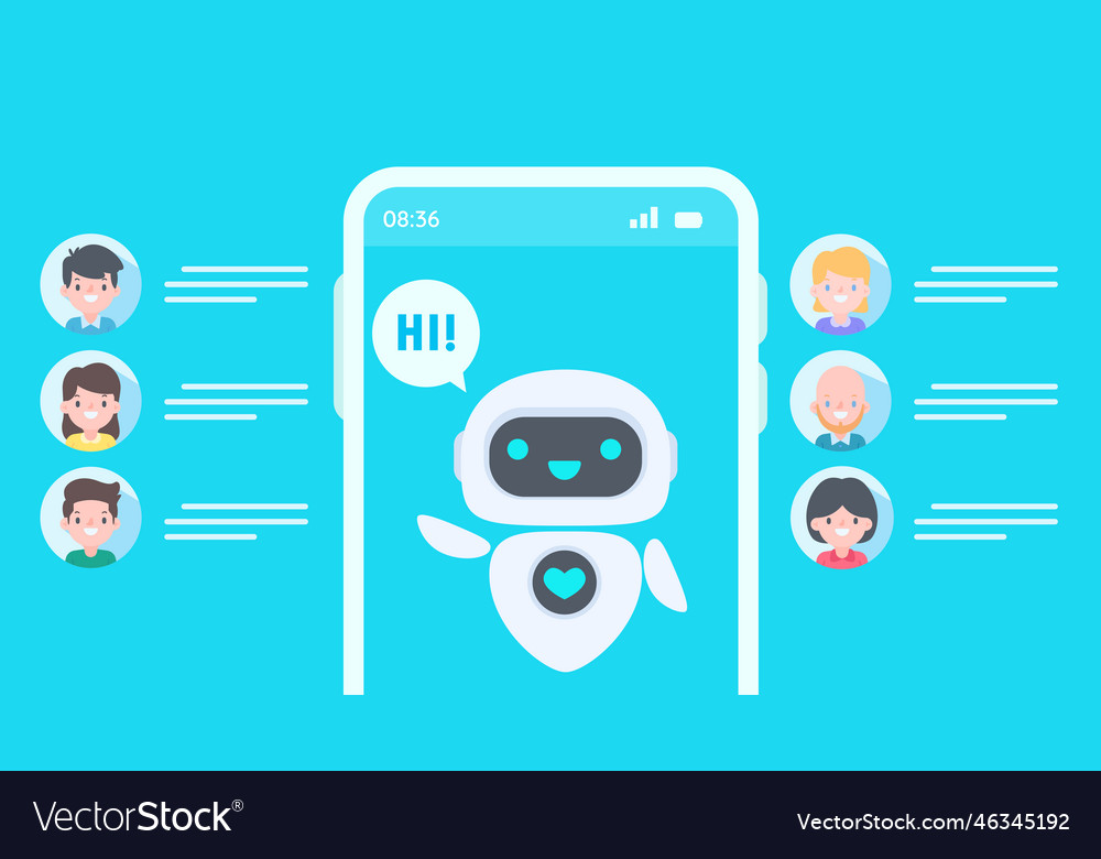 Auto reply system with intelligent robots provide vector image Auto reply system with intelligent robots provide