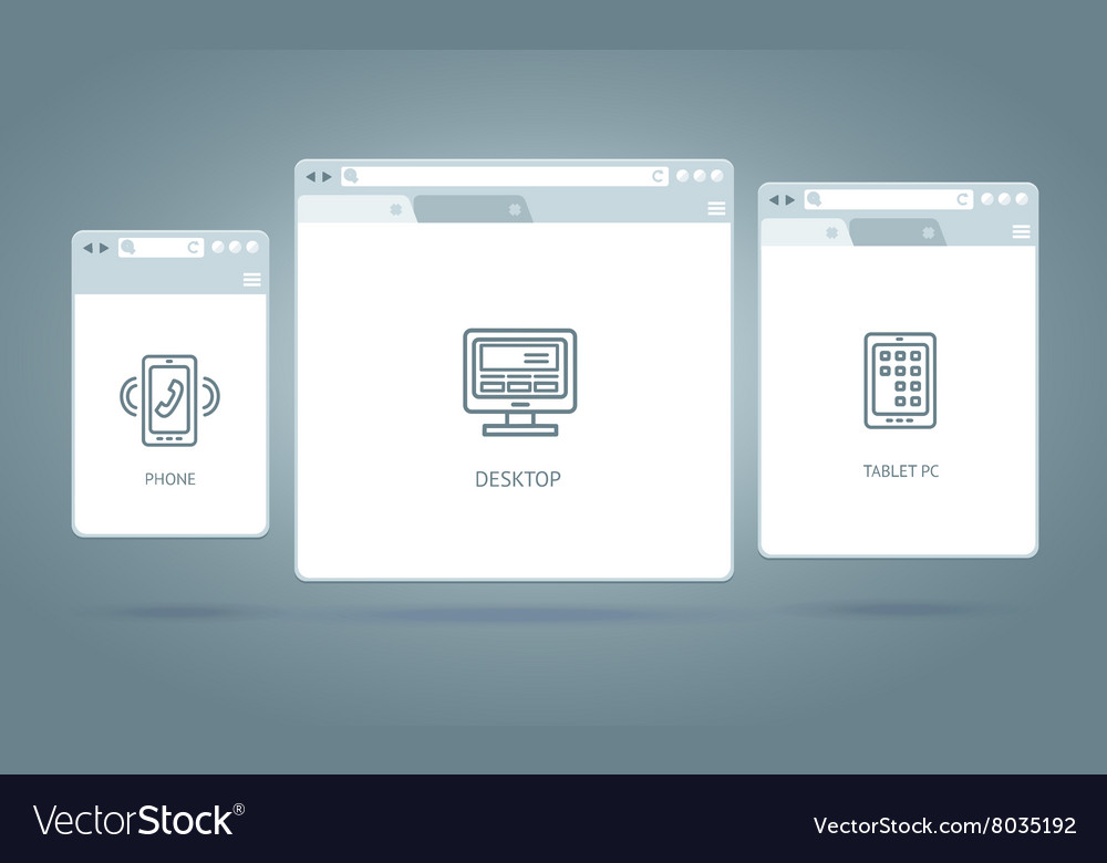 Browser windows responsive web Royalty Free Vector Image