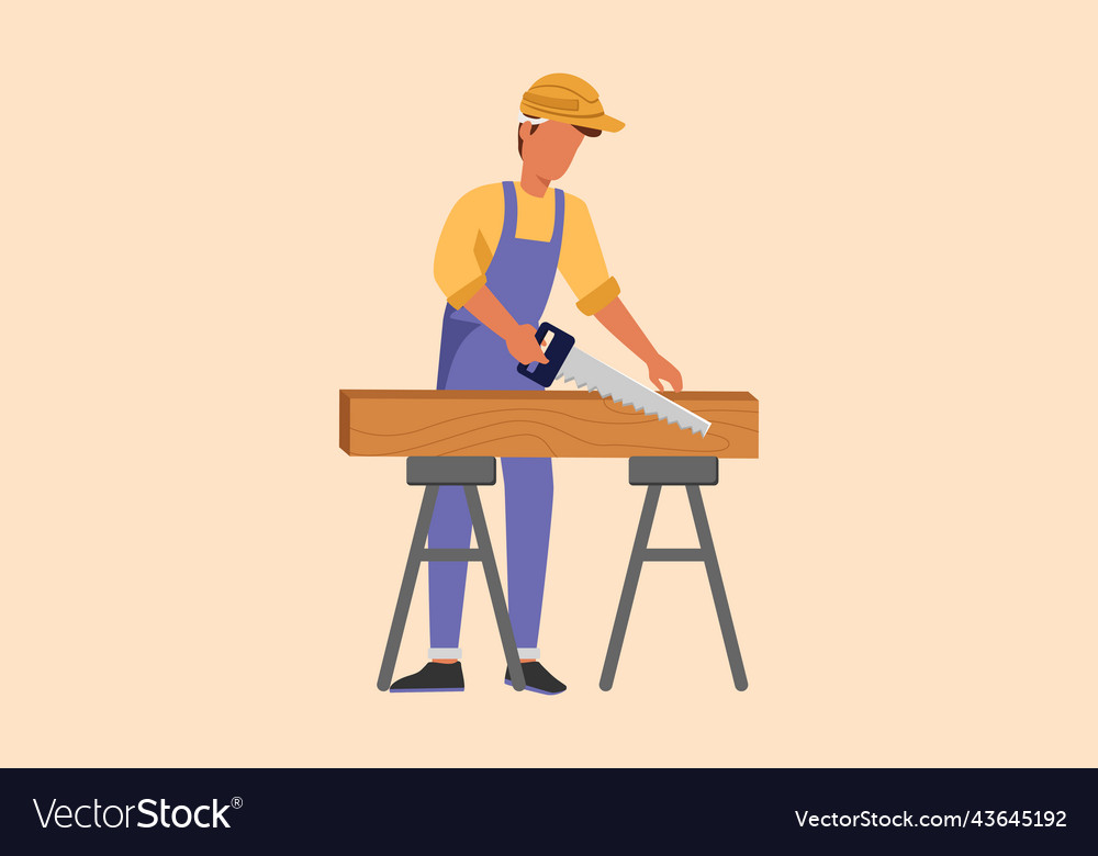 Business flat drawing builder or carpenter