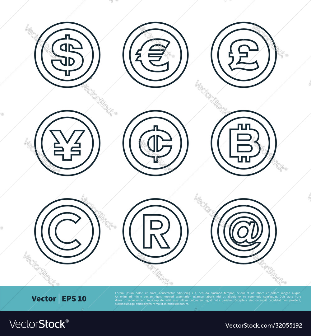 Currency sign money icon line art logo template