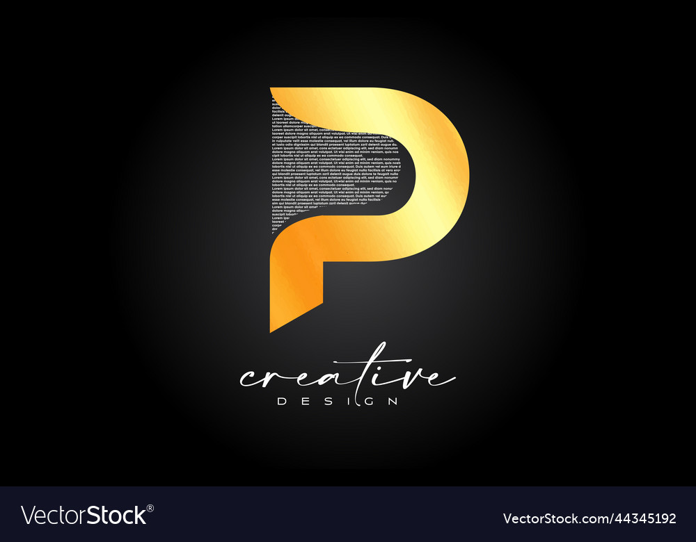 Golden p letter logo design with creative letter Vector Image