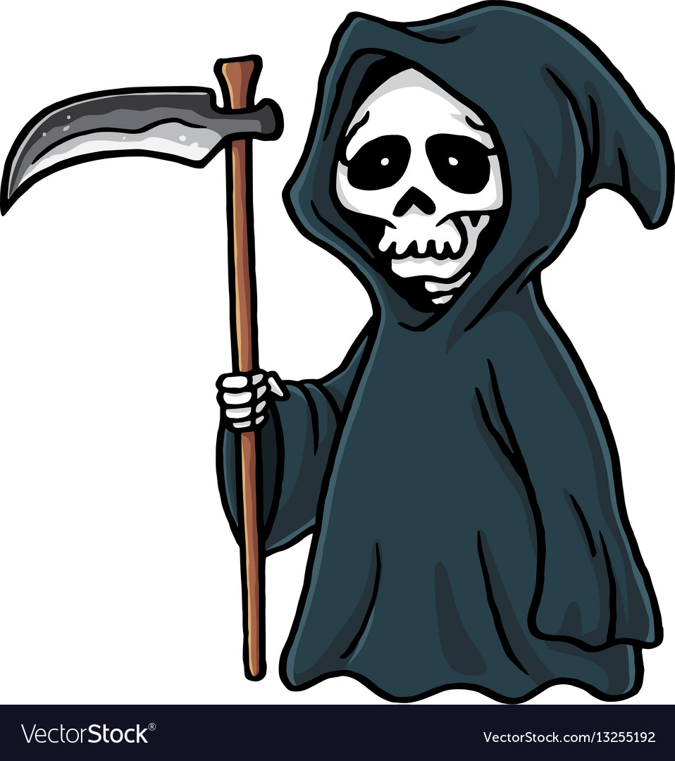 Grim reaper cute cartoon skeleton halloween Vector Image