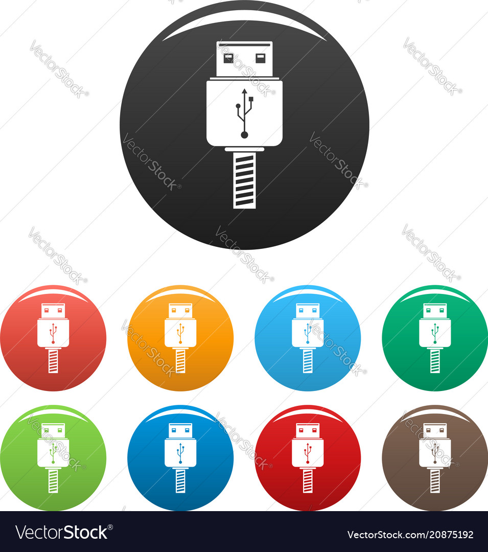 Memory flash drive icons set color Royalty Free Vector Image