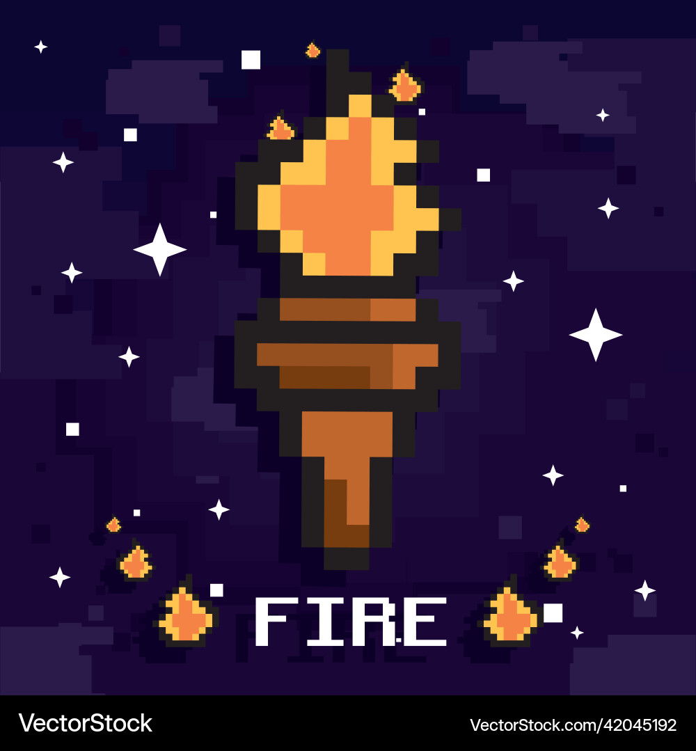 Pixelated torch card Royalty Free Vector Image