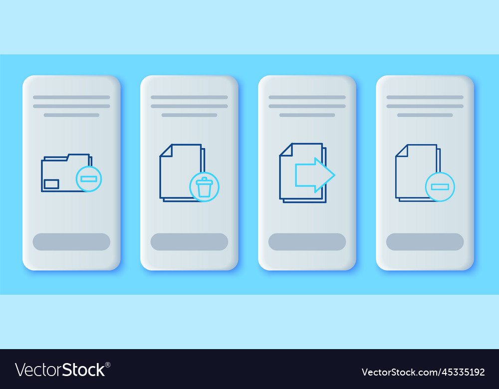 Set line delete file document next page arrow vector image Set line delete file document next page arrow