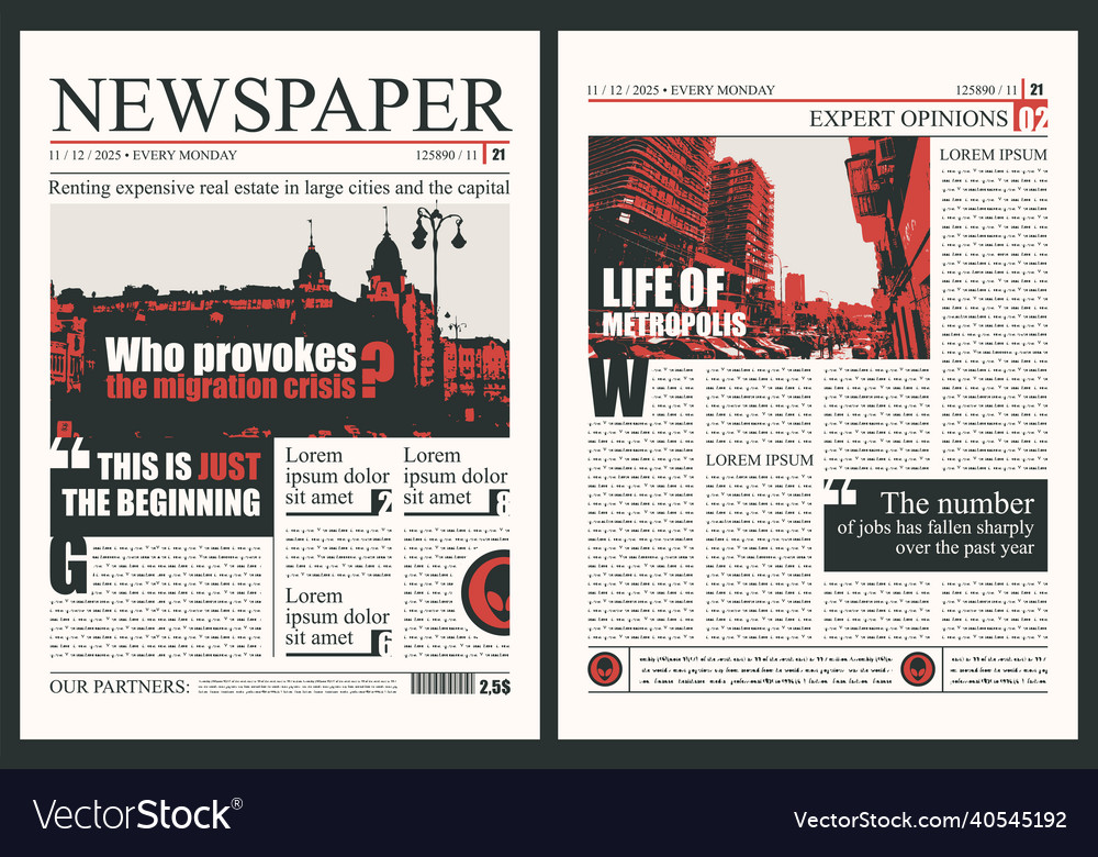 Template for layout of a newspaper with hot news Vector Image