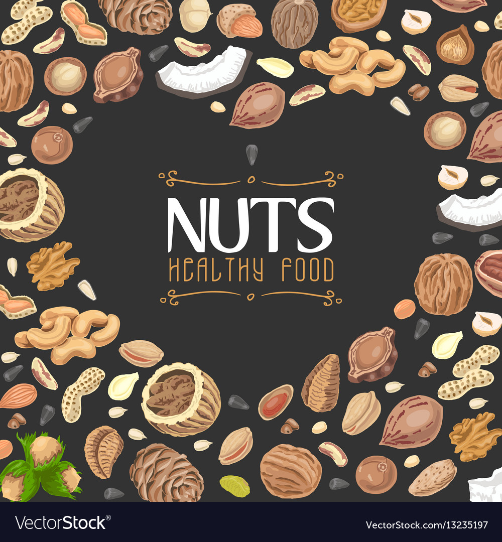 Background with colored nuts and seeds