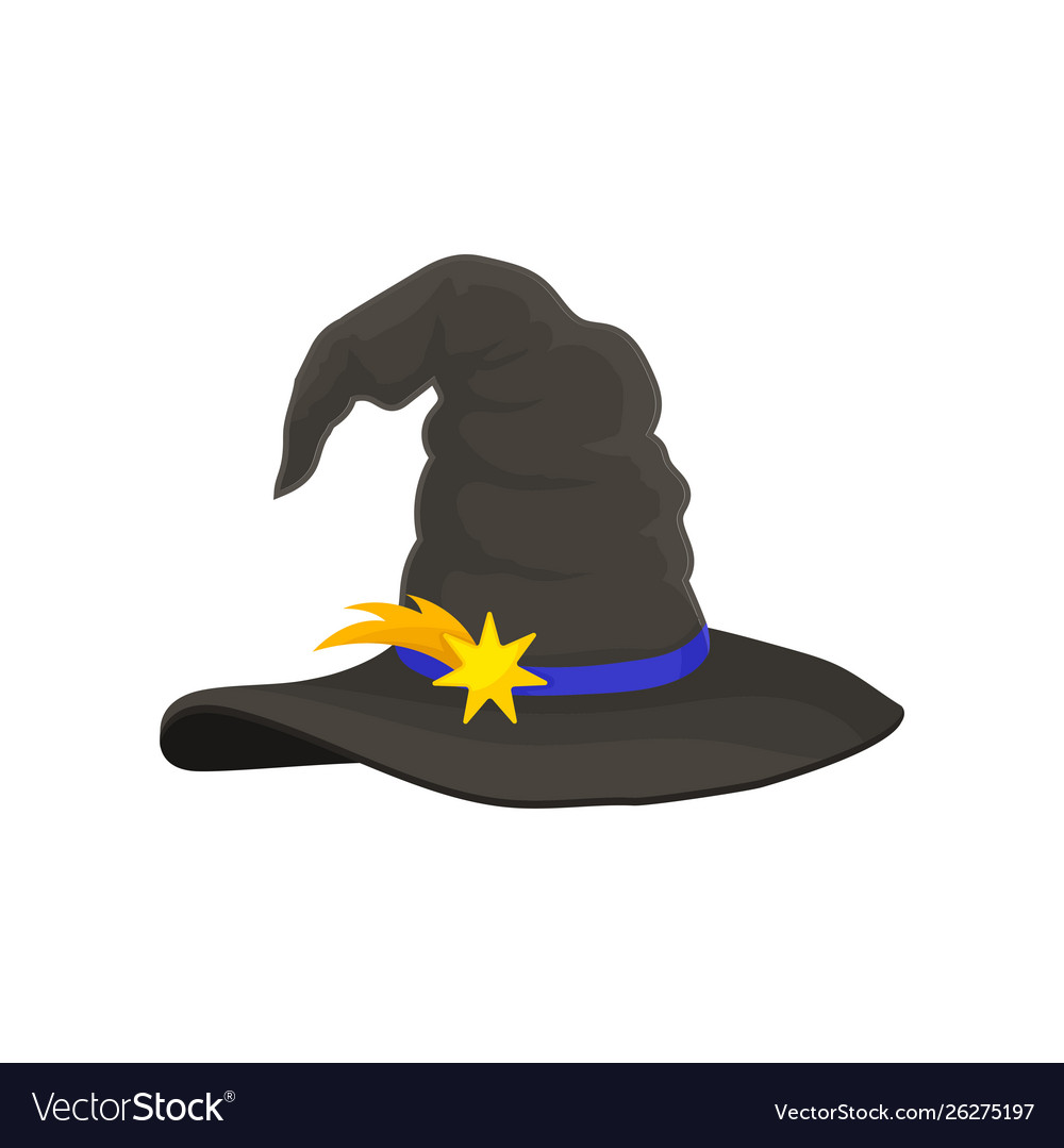 Dark gray wizard hat on white