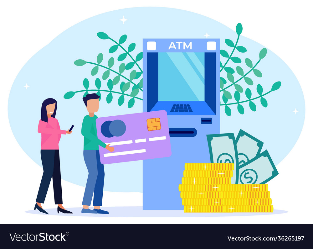 Graphic cartoon character money withdrawal Vector Image