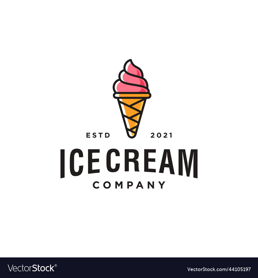 Ice cream line art cartoon logo design icon Vector Image