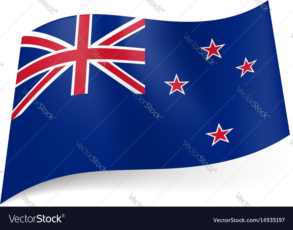 National flag of new zealand union jack and four Vector Image