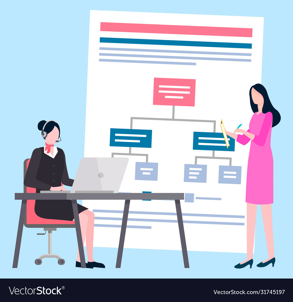 Scheme or infograph businesswomen office workers