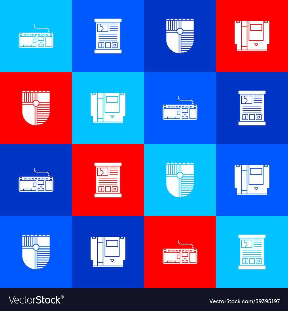 Set computer keyboard game guide shield vector image Set computer keyboard game guide shield