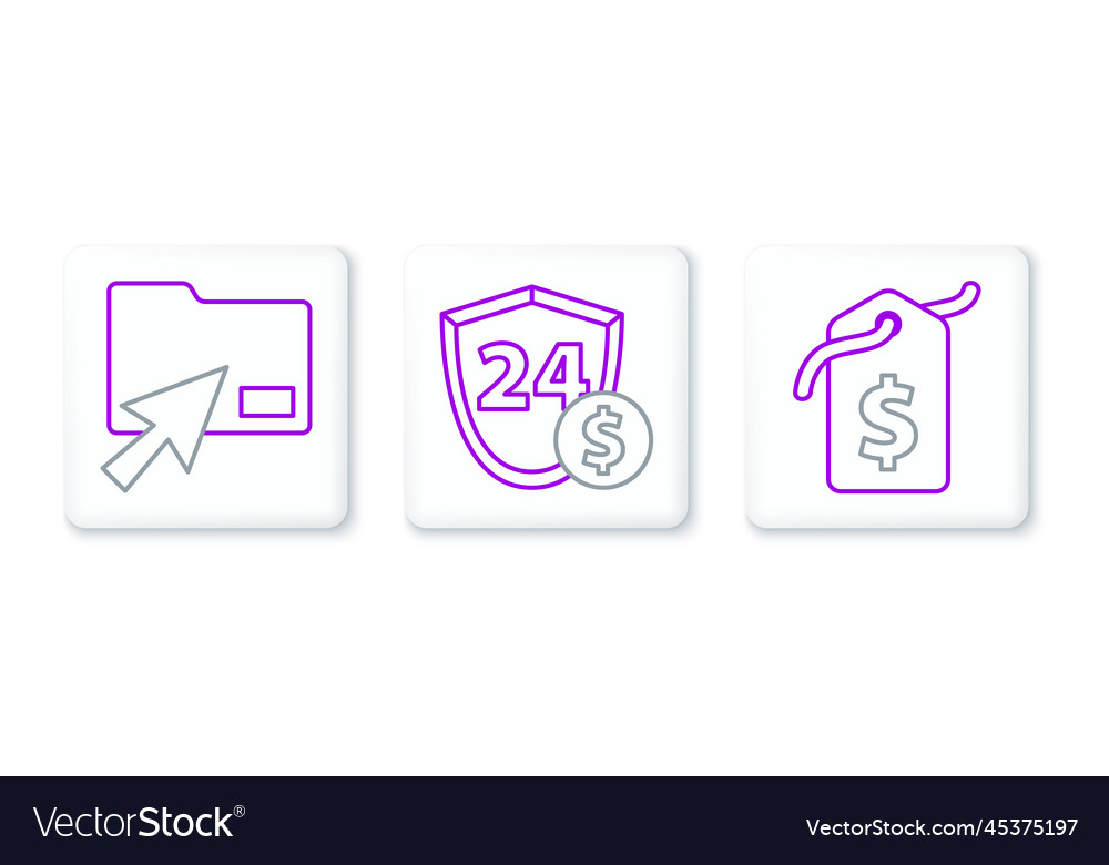 Set line price tag with dollar cursor click vector image Set line price tag with dollar cursor click