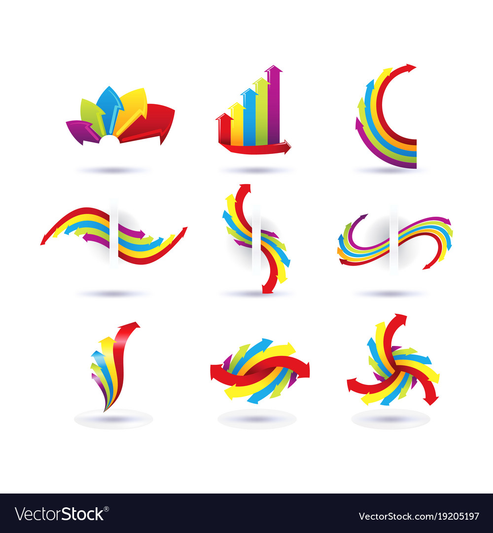 Set of minimal arrow multicolor symbol