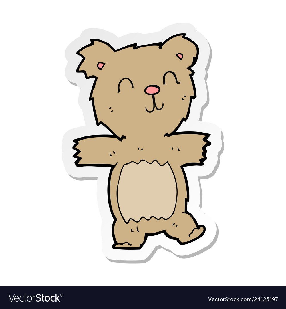 Sticker of a cartoon cute teddy bear Royalty Free Vector