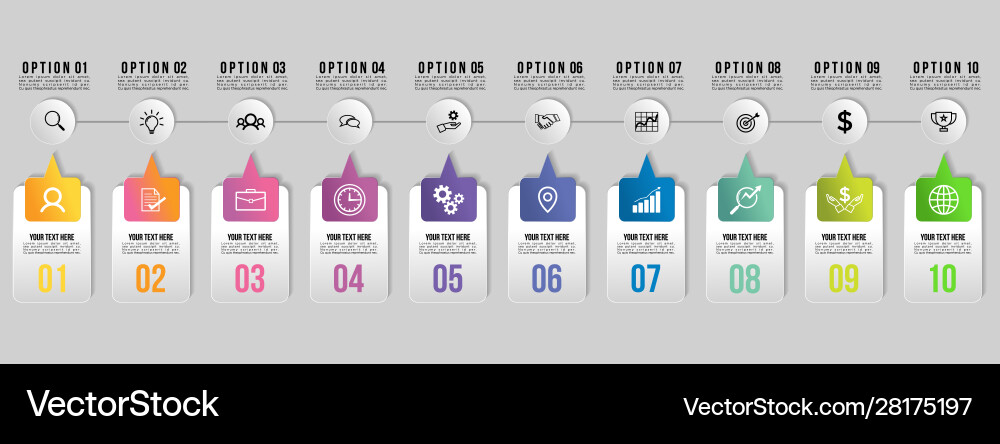 Timeline infographic design template with 8 Vector Image