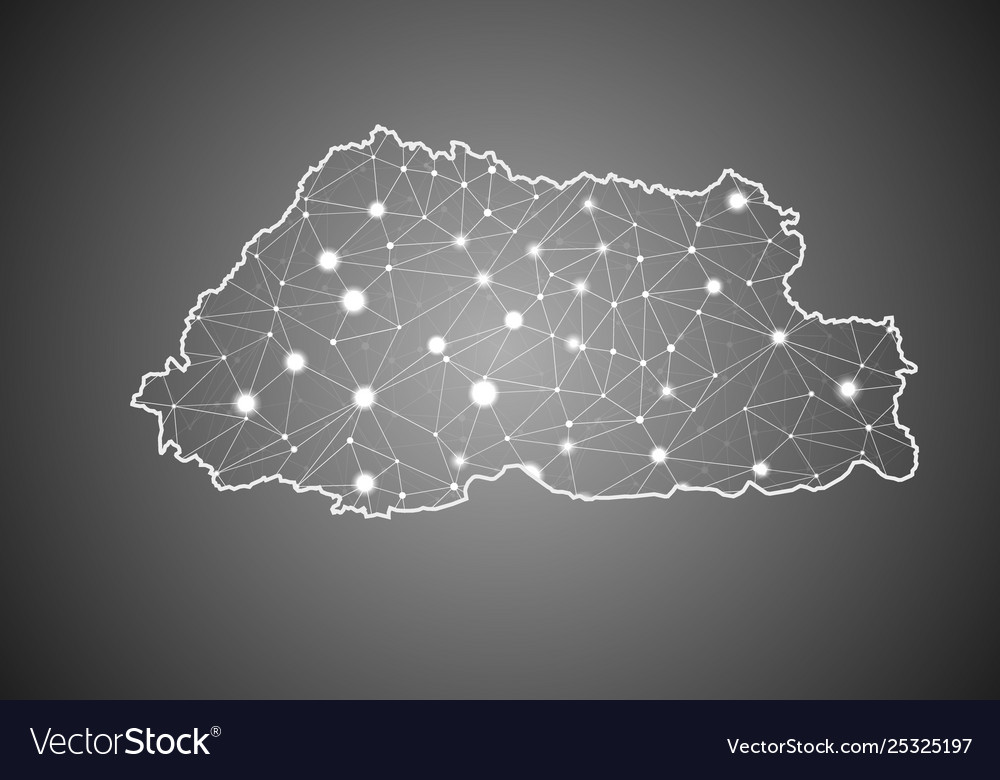 Wireframe mesh polygonal bhutan map abstract