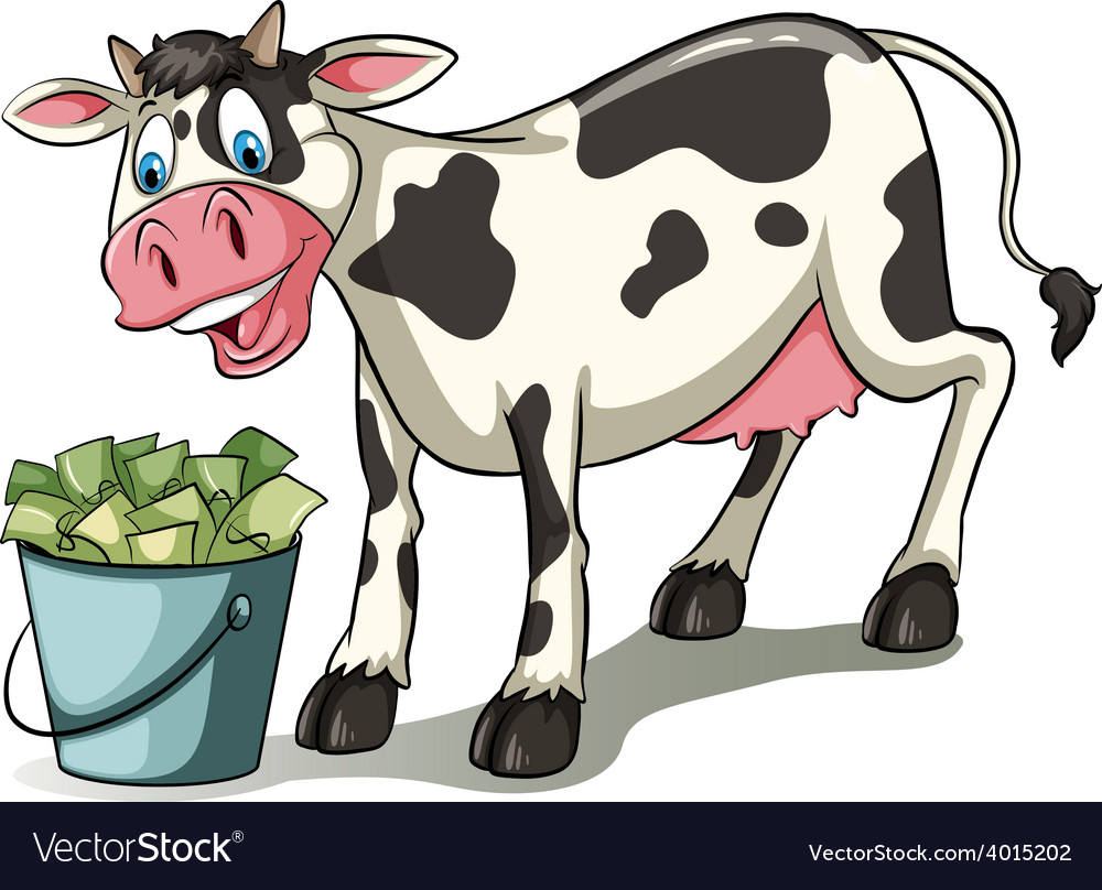 A cow watching the pail Royalty Free Vector Image