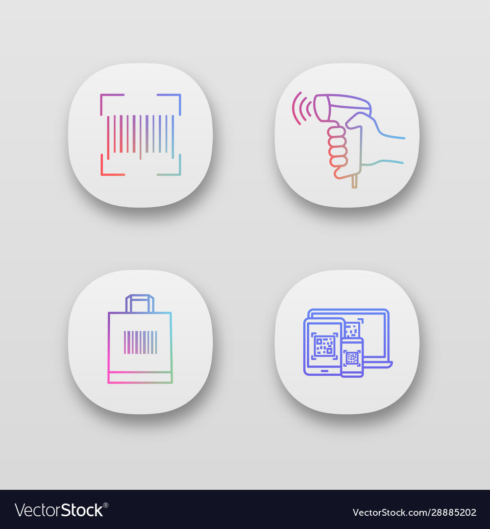 Barcodes app icons set vector image Barcodes app icons set