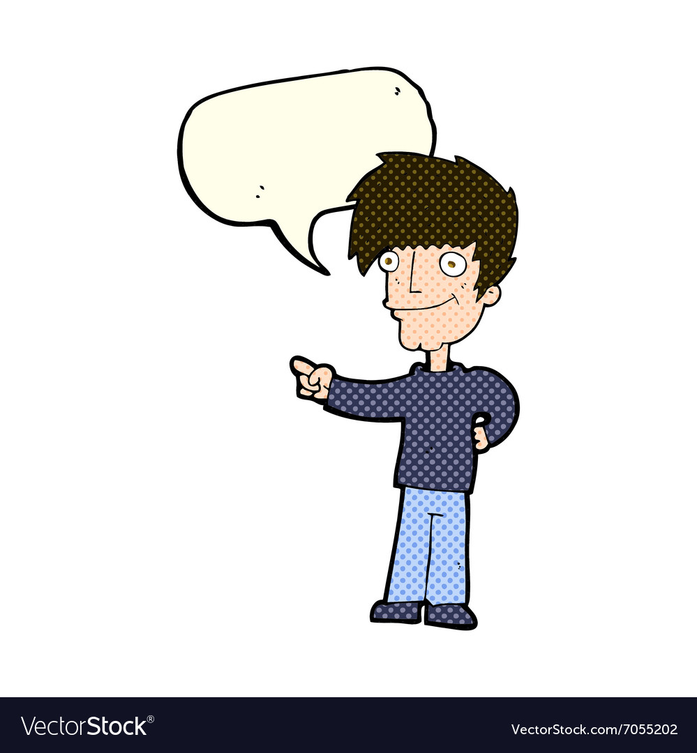 Cartoon man pointing with speech bubble Royalty Free Vector