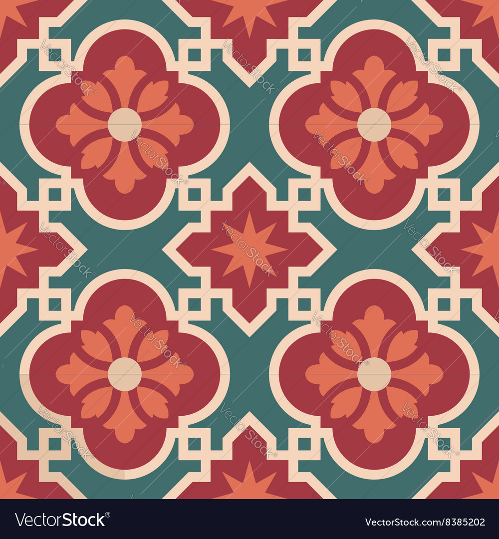 Ceramic Moroccan Mosaic Tile Pattern With Flower Vector Image
