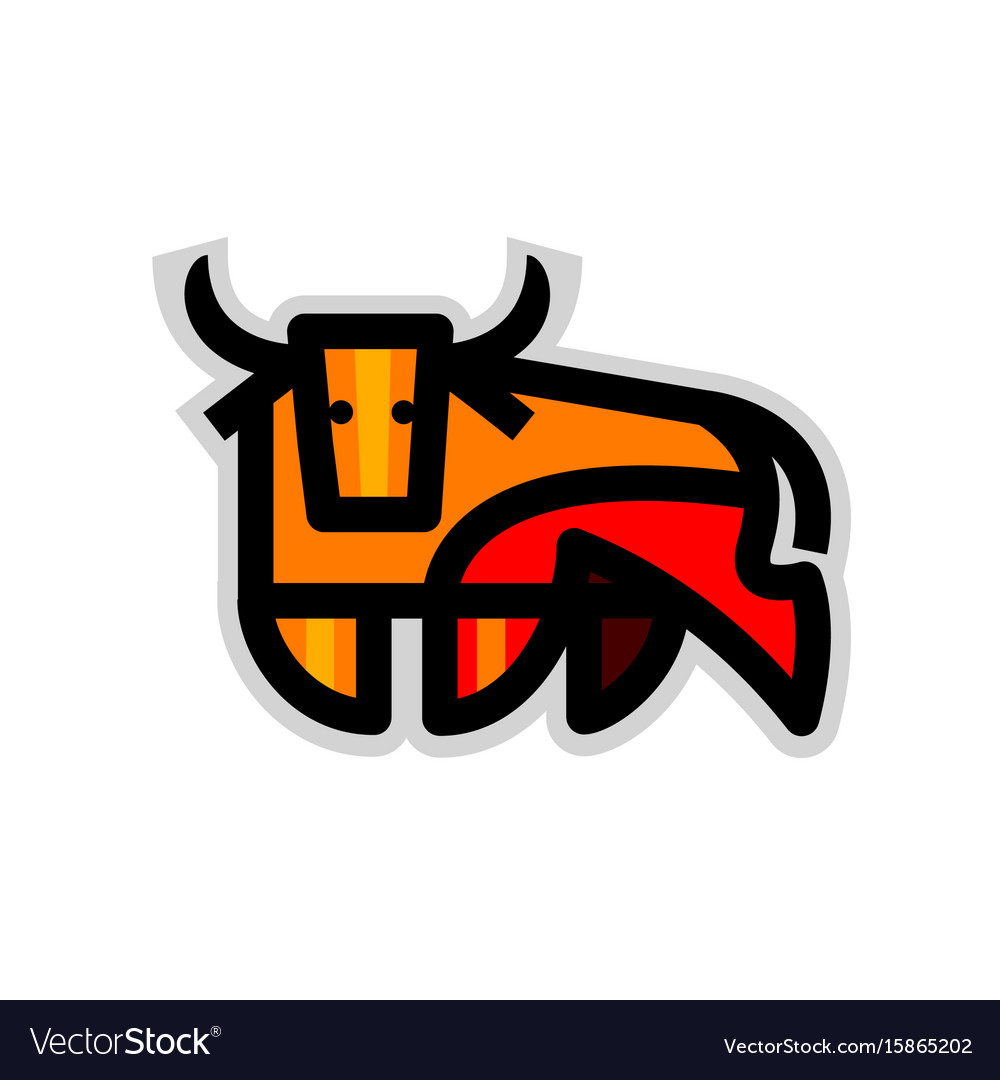 Colorful stylized drawing of stand bull or cow