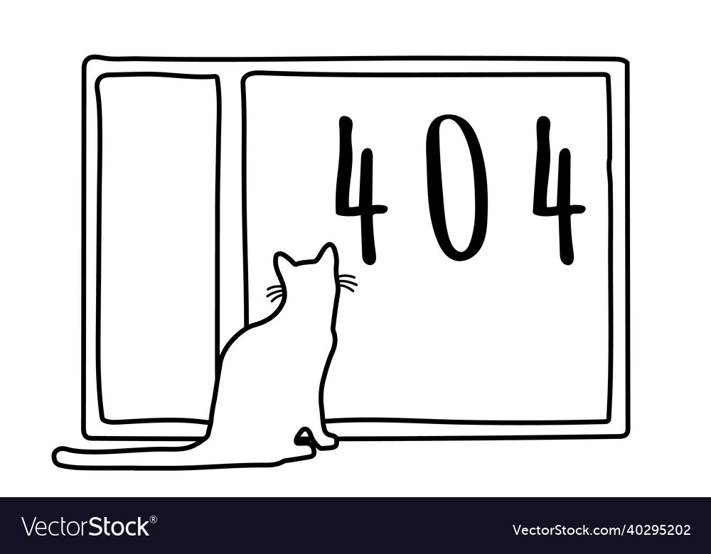 Design layout for page 404 with cat silhouette
