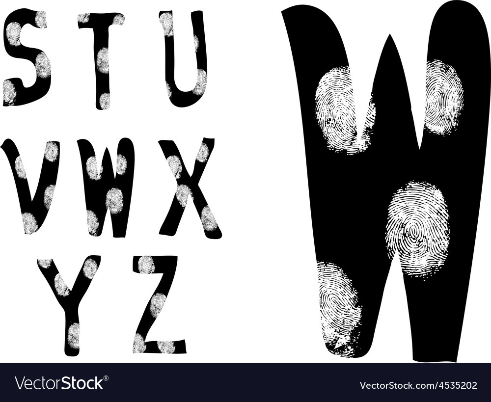 Fingerprint alphabet full s to z set 3