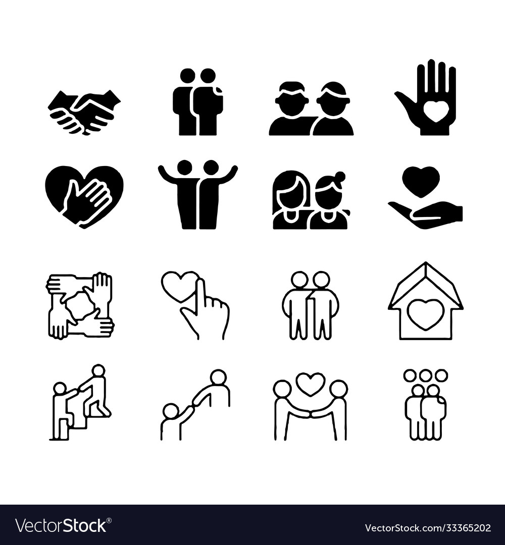 Friendship love relationship friend family icons vector image Friendship love relationship friend family icons