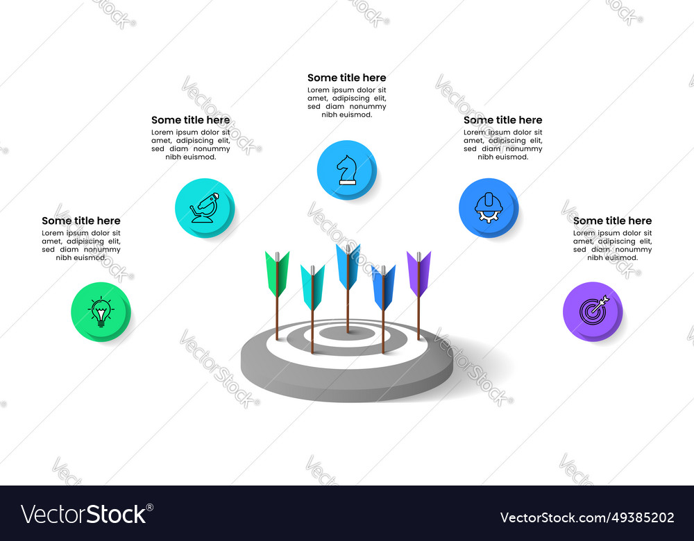 Infographic template dartboard with 5 steps