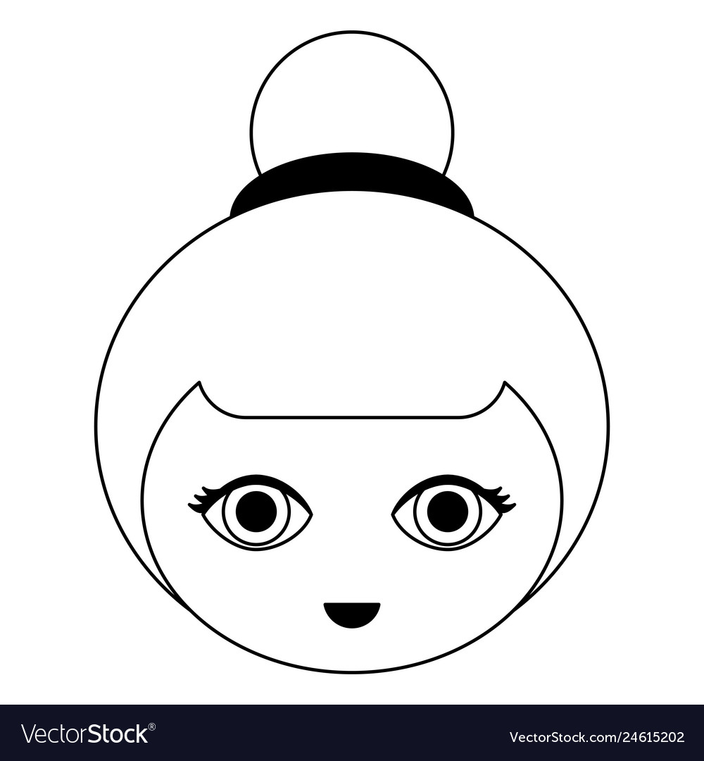 Japanese girl face cartoon black and white