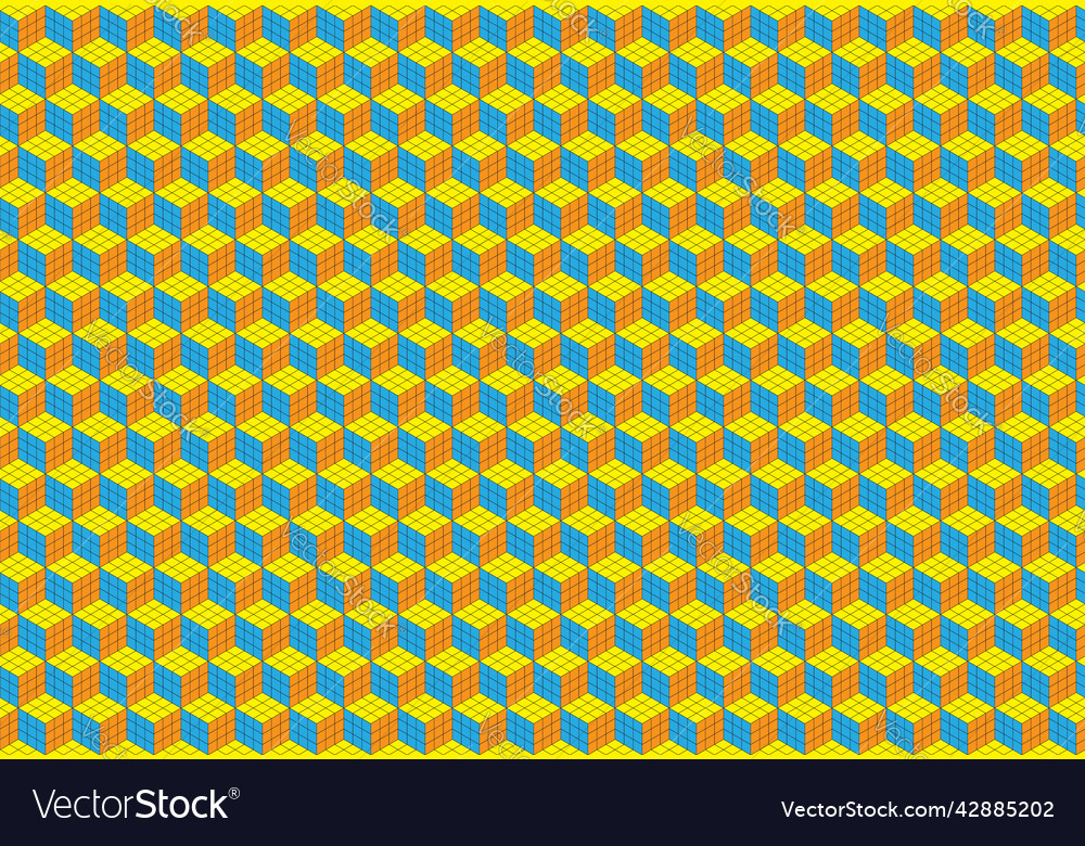 Magic cube pattern seamless design color block