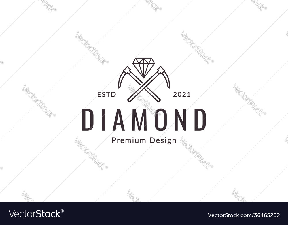 Miners with diamond lines logo design icon symbol