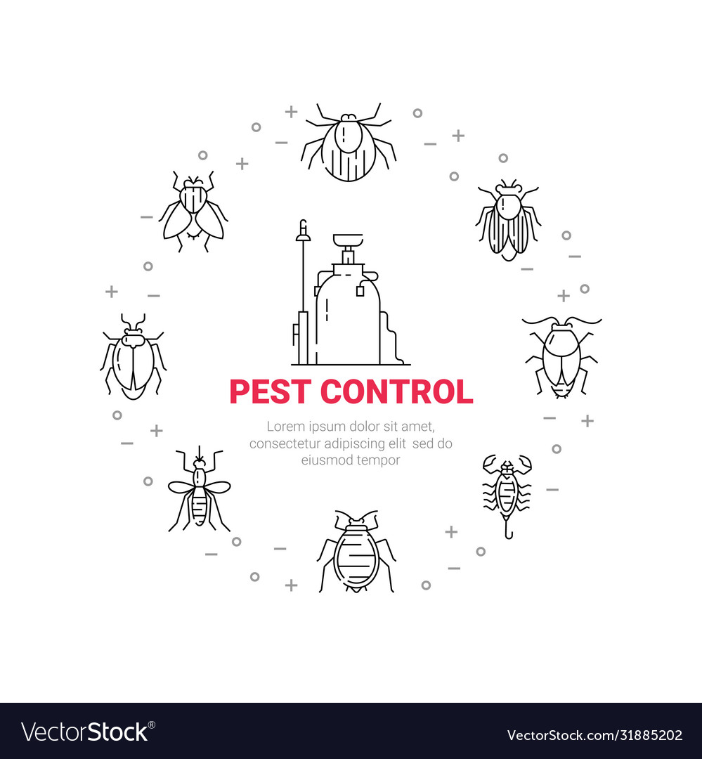 Pest control icon set in linear style vector image Pest control icon set in linear style