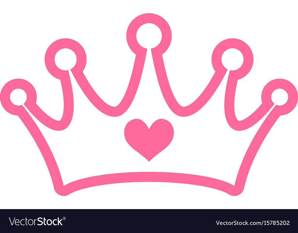 Download Pink girly princess royalty crown with heart Vector Image