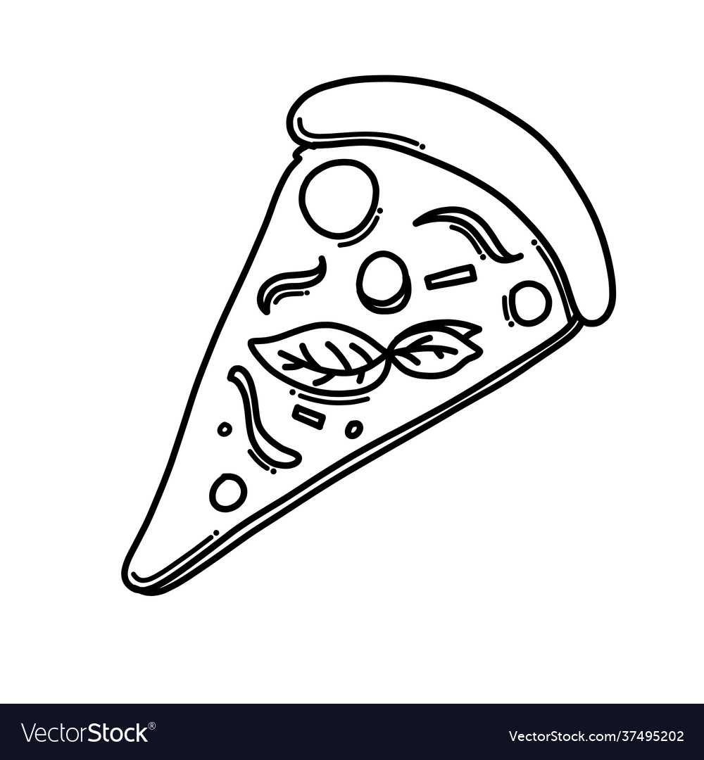 Pizza doodle icon drawing sketch hand drawn Vector Image