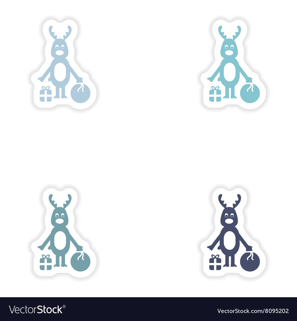 Set of paper stickers on white background deer