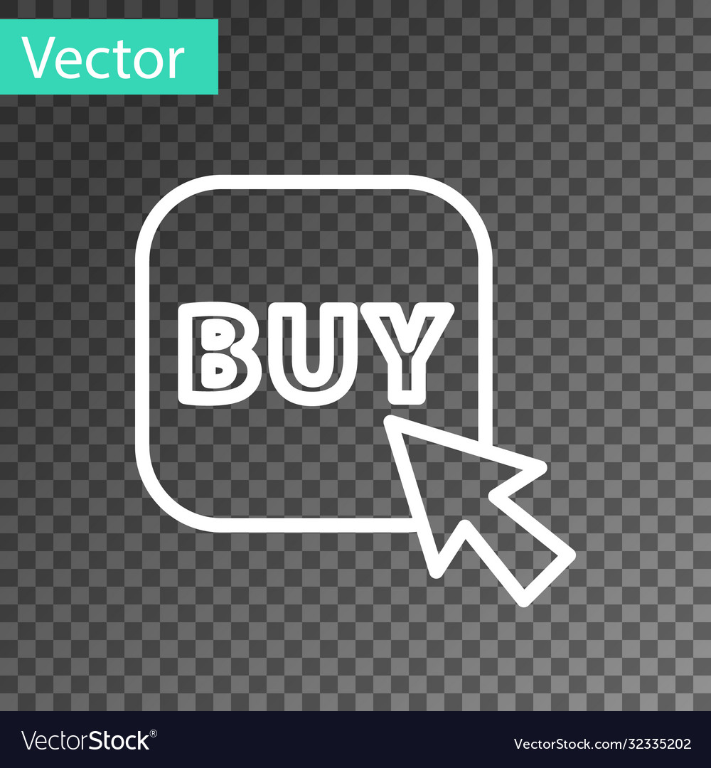 White line buy button icon isolated on transparent