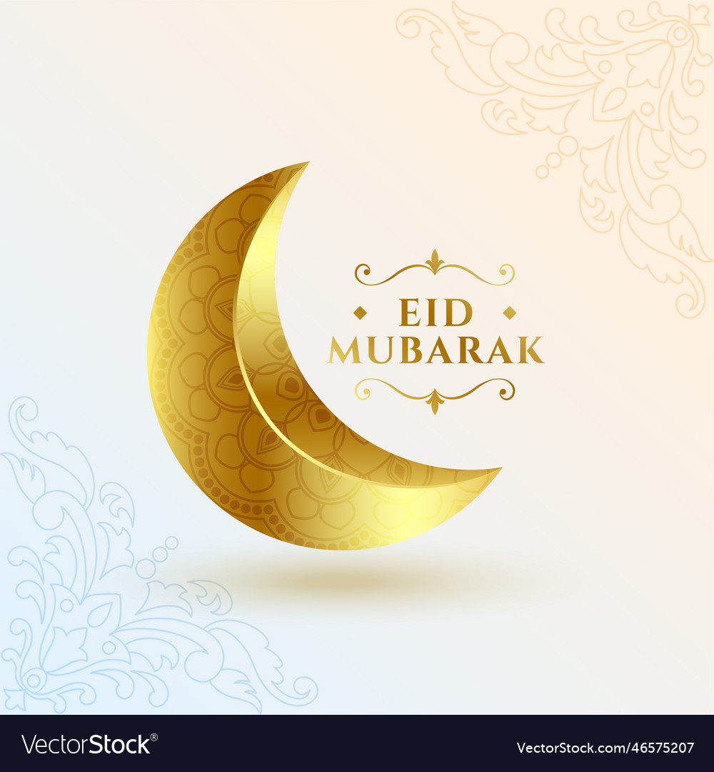 3d style golden crescent for eye catching eid al Vector Image