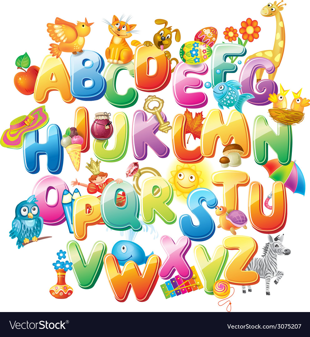Alphabet with funny pictures for children Vector Image Alphabet with funny pictures for children Vector Image