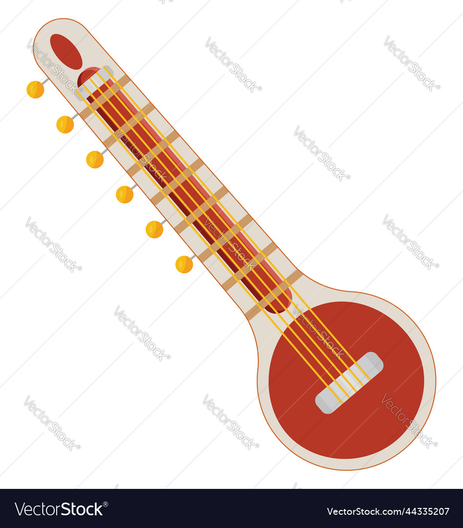 Cultural sitar on a white background Royalty Free Vector