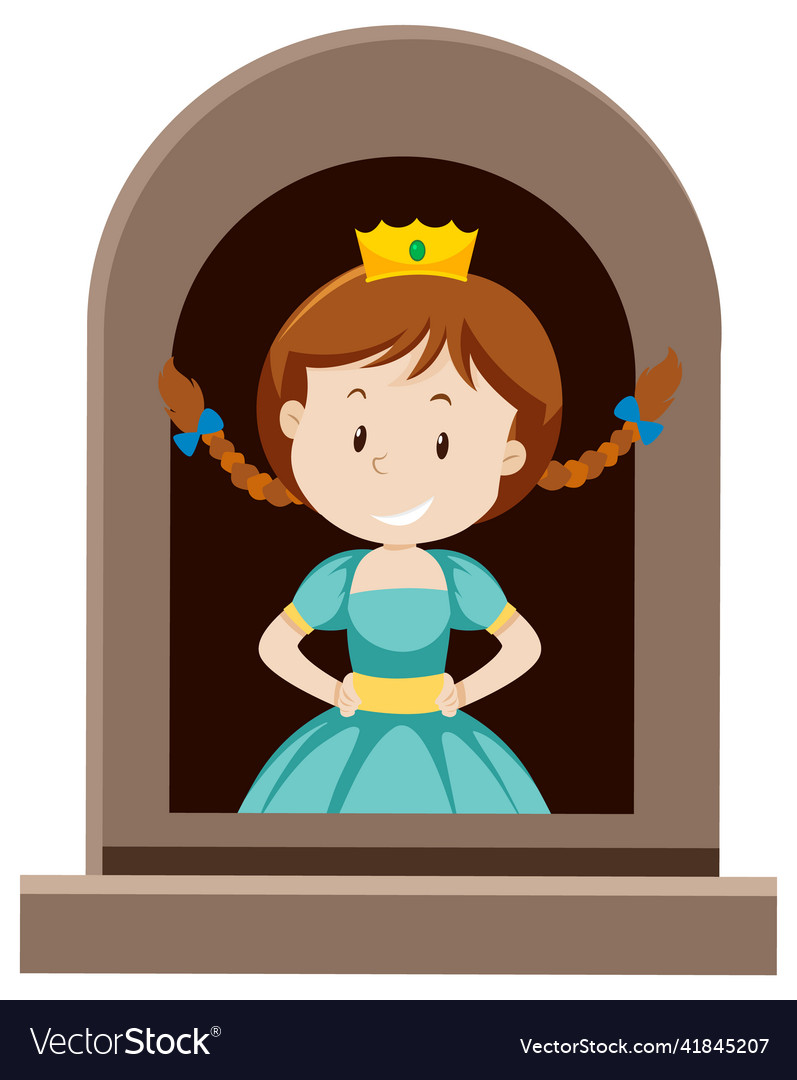 Fantasy princess character by the window on white vector image Fantasy princess character by the window on white