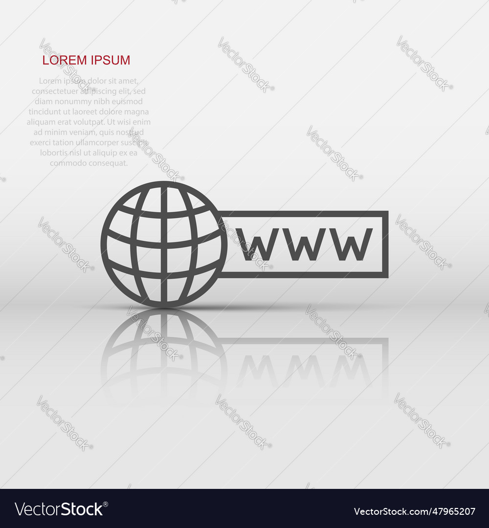 Global search icon in flat style website address vector image Global search icon in flat style website address