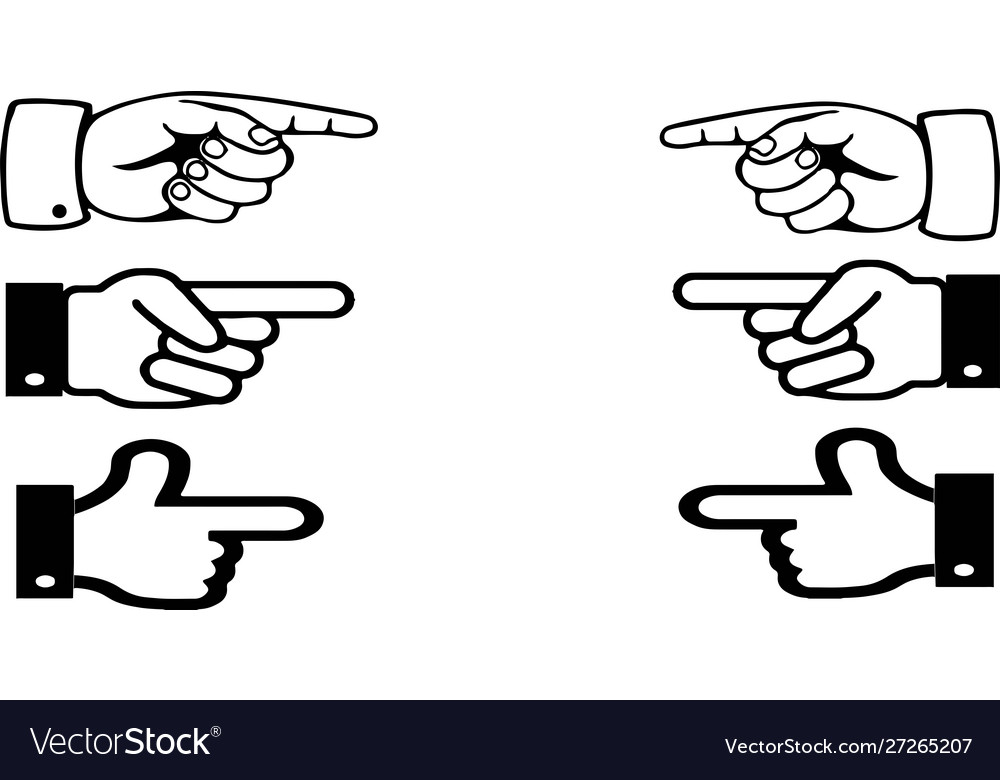 Hand pointer with forefinger on white background