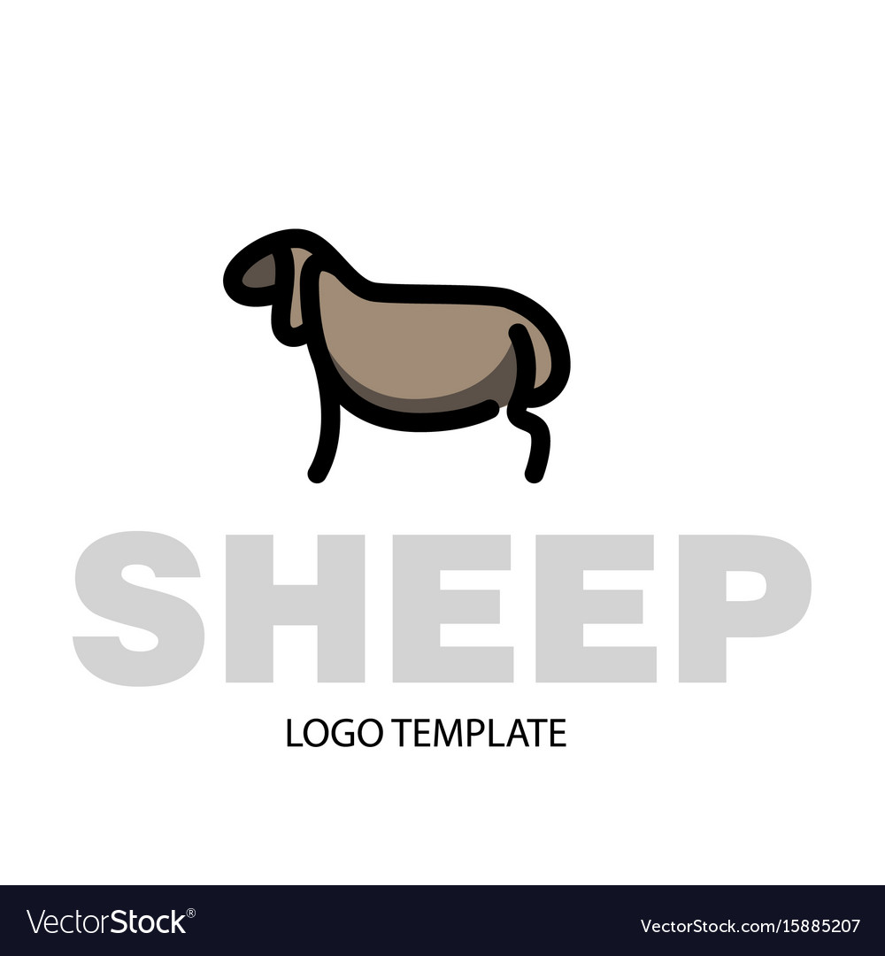 Linear stylized drawing of sheep or ram Royalty Free Vector