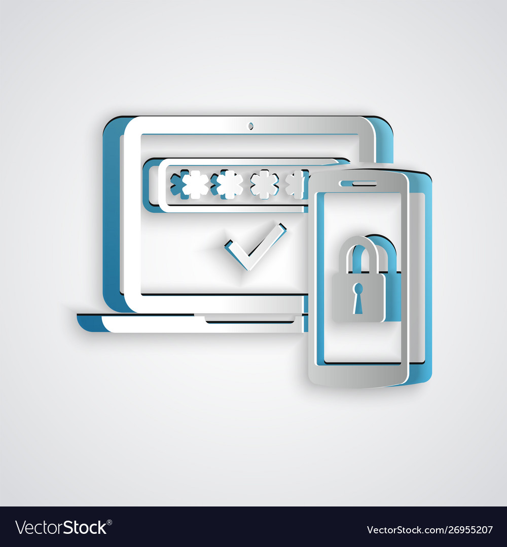 Paper cut multi factor two steps authentication vector image Paper cut multi factor two steps authentication