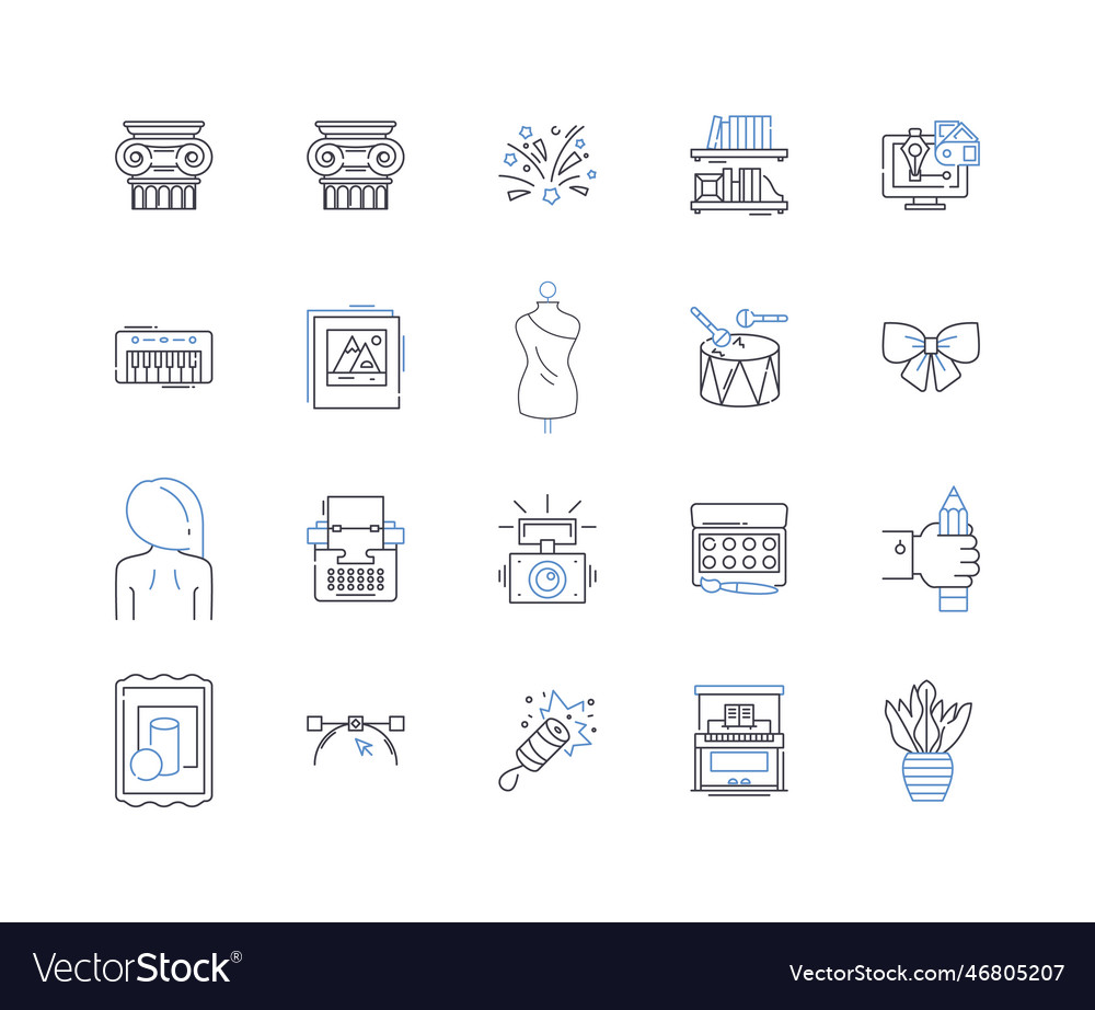 Prototyping methodology line icons collection vector image Prototyping methodology line icons collection