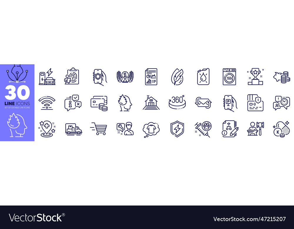 Refresh mail fingerprint and security app line vector image Refresh mail fingerprint and security app line